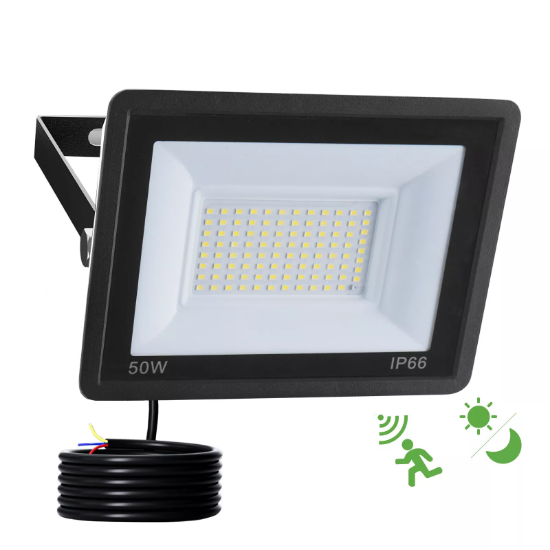 Picture of 3000K 6500K Led Floodlight 30W 50W 100W Outdoor Motion Detector LED Spotlight with Radar and Twilight Sensor IP66 Waterproof