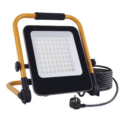 Picture of Portable 50W 100W 150W 200W LED Floodlight for Outdoor Garage Security Construction IP66 Waterproof Foldable Work Light with Stand and Plug