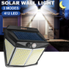 Picture of Smart Super Bright 6000K Outdoor 412LED Solar Garden Light 4 Sides Wall Lamp Light Motion Sensor Security Light Waterproof