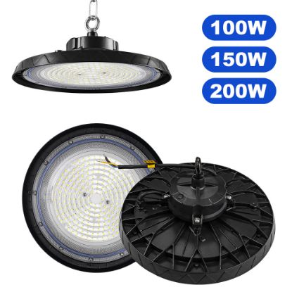 Picture of LED High Bay Light with Driver 100W 150W 200W Waterproof Industrial UFO Lamp for Workshop Garages Stadium Warehouse Parking Lot