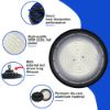 Picture of LED High Bay Light with Driver 100W 150W 200W Waterproof Industrial UFO Lamp for Workshop Garages Stadium Warehouse Parking Lot