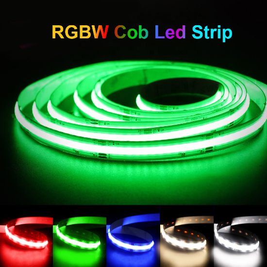 Picture of RGBW RGBCW COB LED Strip Light 12mm 24V High Brightness RGBWW RGBCCT Tape