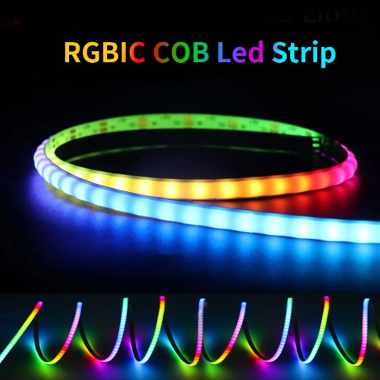 Picture of RGBIC COB Led Strip 2.7mm 5mm 10mm 12mm Addressable Strip 100 160 720 240leds/m WS2811 Pixel Chasing Light Programmable Led Tape