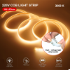 Picture of 220V Cob LED Strip with Plug Connector 3000K 4000K 6500K Waterproof Tape Warm/Natural/Cold White