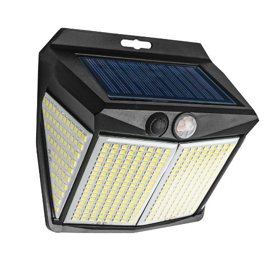 Picture of Outdoor Super Bright Solar Wall Light with Motion Sensor 6000K 412LEDs Waterproof 4 Sides Solar Garden Lamp