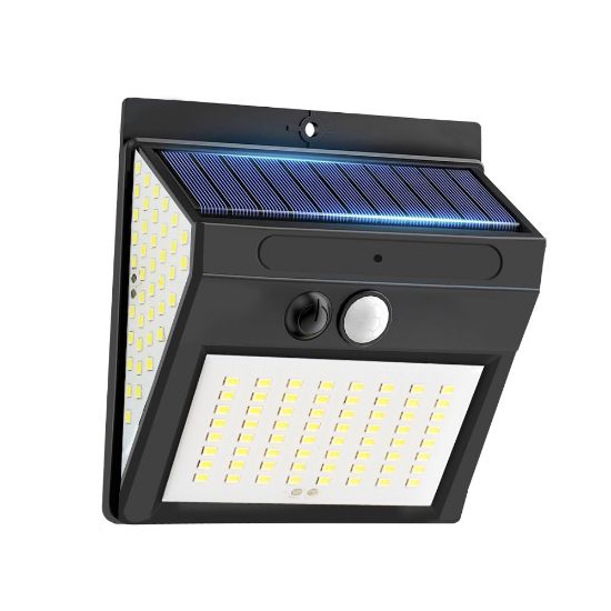 Picture of PIR Motion Sensor Modern 144LED Solar Wall LED Light 3-Sided Illuminated Waterproof Outdoor Wall Light