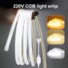Picture of 220V Cob LED Strip with Plug Connector 3000K 4000K 6500K Waterproof Tape Warm/Natural/Cold White