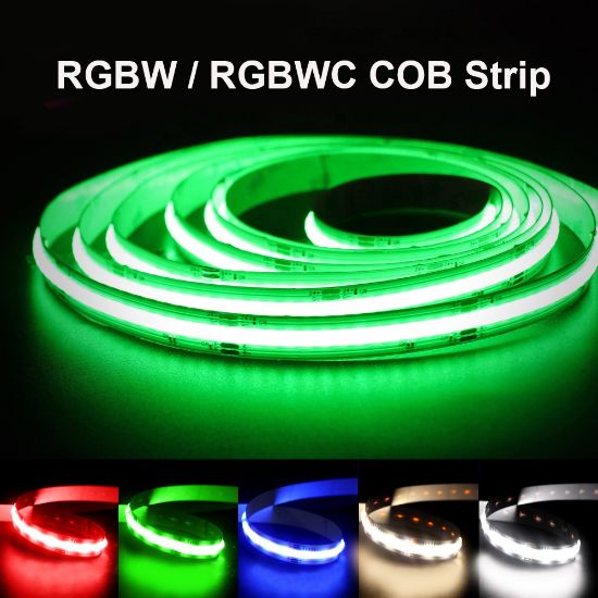 Picture of RGBW RGBWC COB LED Strip Light 12mm 24V 840leds/m High Brightness Flexible Cuttable RGBWW RGBCCT Led Tape