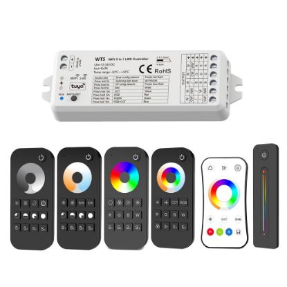 Picture of 5 in 1 Tuya Smart WiFi LED Remote Controller WT5 12V 24V for RGBCCT RGB RGBW Dual White Single Color Led Strip 2.4G RF Controller