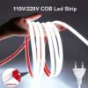 Picture of 110V 220V Cob LED Strip with Plug Connector 3000K 4000K 6500K Waterproof Tape Warm/Natural/White Indoor Outdoor Led Light Strip